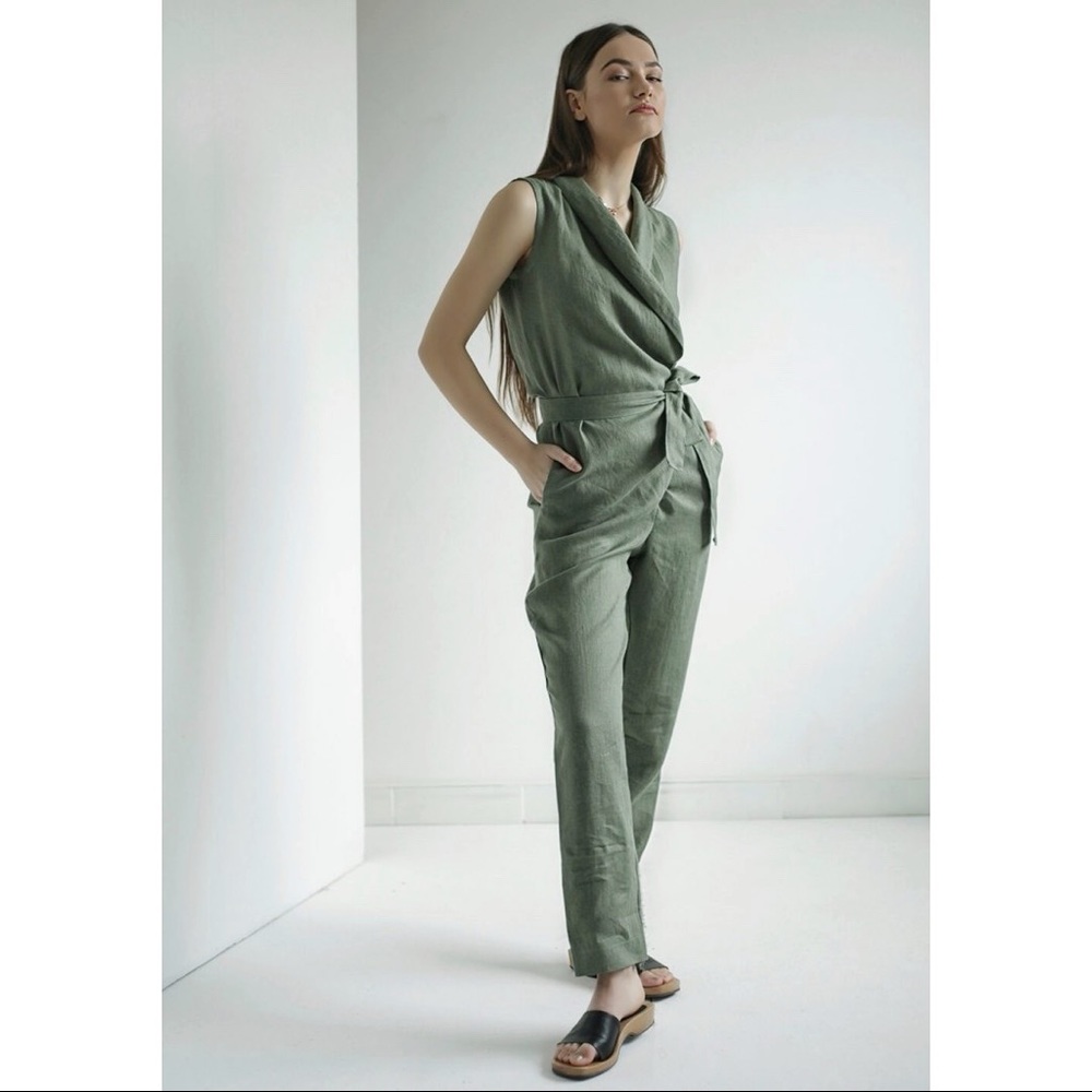 notPERFECTLINEN | TAUPE Linen jumpsuit